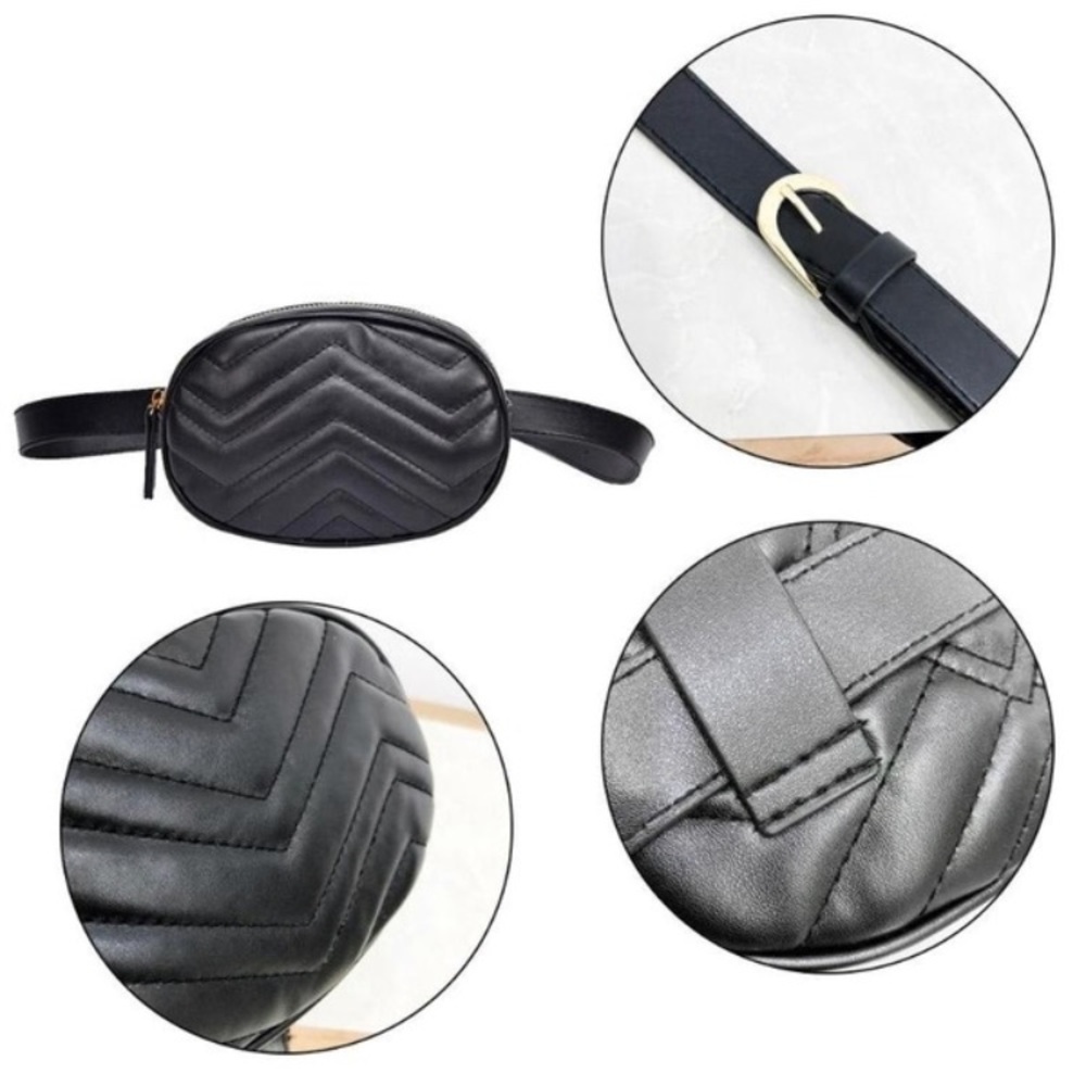 🍭WARDROBE MUST 🍭Quilted Black Belt Waist Pack - Picture 6 of 8